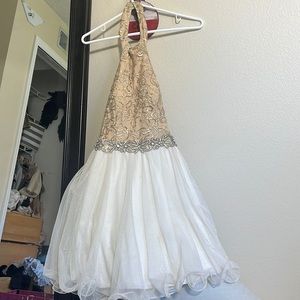 Homecoming, prom dress white and gold
